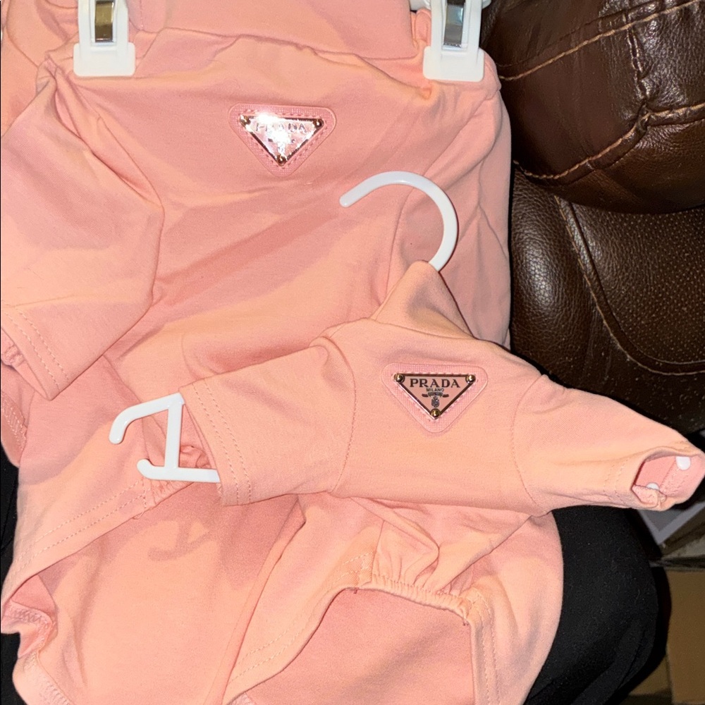 Prada Peach Pink Triangle Logo Pet Outfit